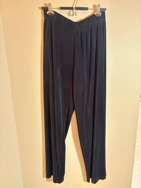 Express Vintage 80s/90s Micro-Pleated Plissé Palazzo Wide-Leg Pants Black Small